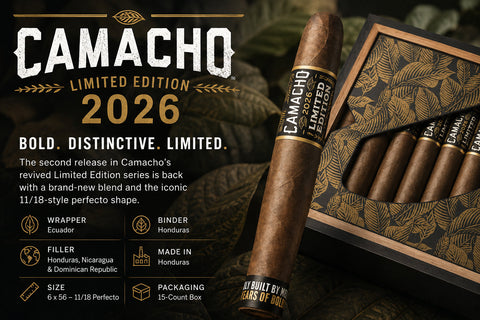 Camacho Limited Edition 2026 11/18 perfecto cigar and box, a limited annual release