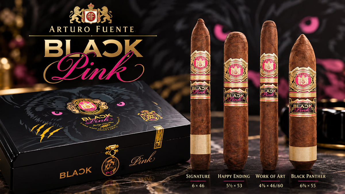 Arturo Fuente Black Pink, a Connecticut-grown Habano wrapped cigar in four vitolas