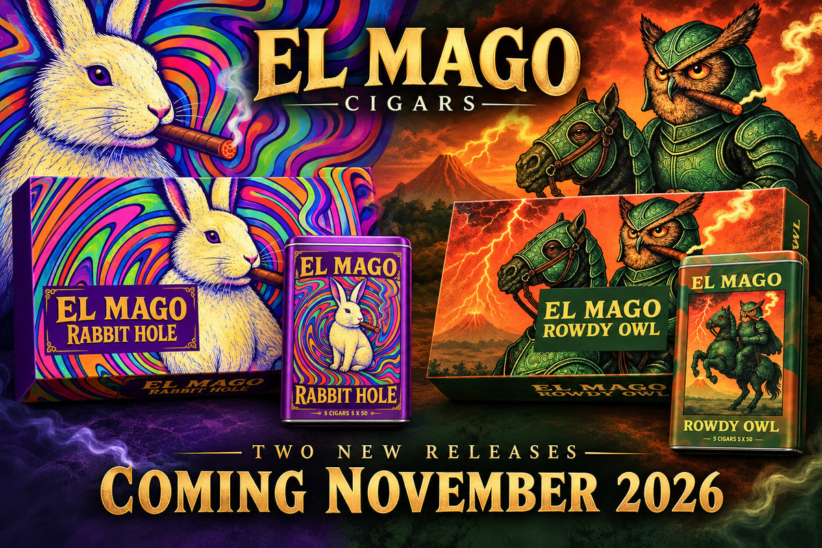 El Mago Rabbit Hole Connecticut and Rowdy Owl Maduro collectible tins, arriving November 2026
