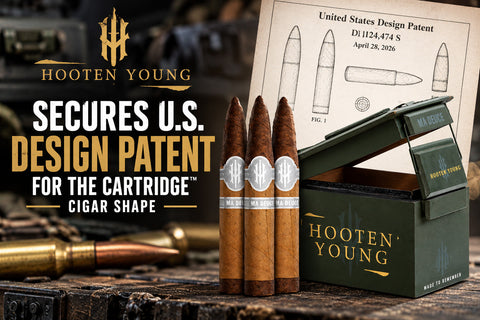 Hooten Young cigar design patent for The Cartridge shape on the Ma Deuce cigar