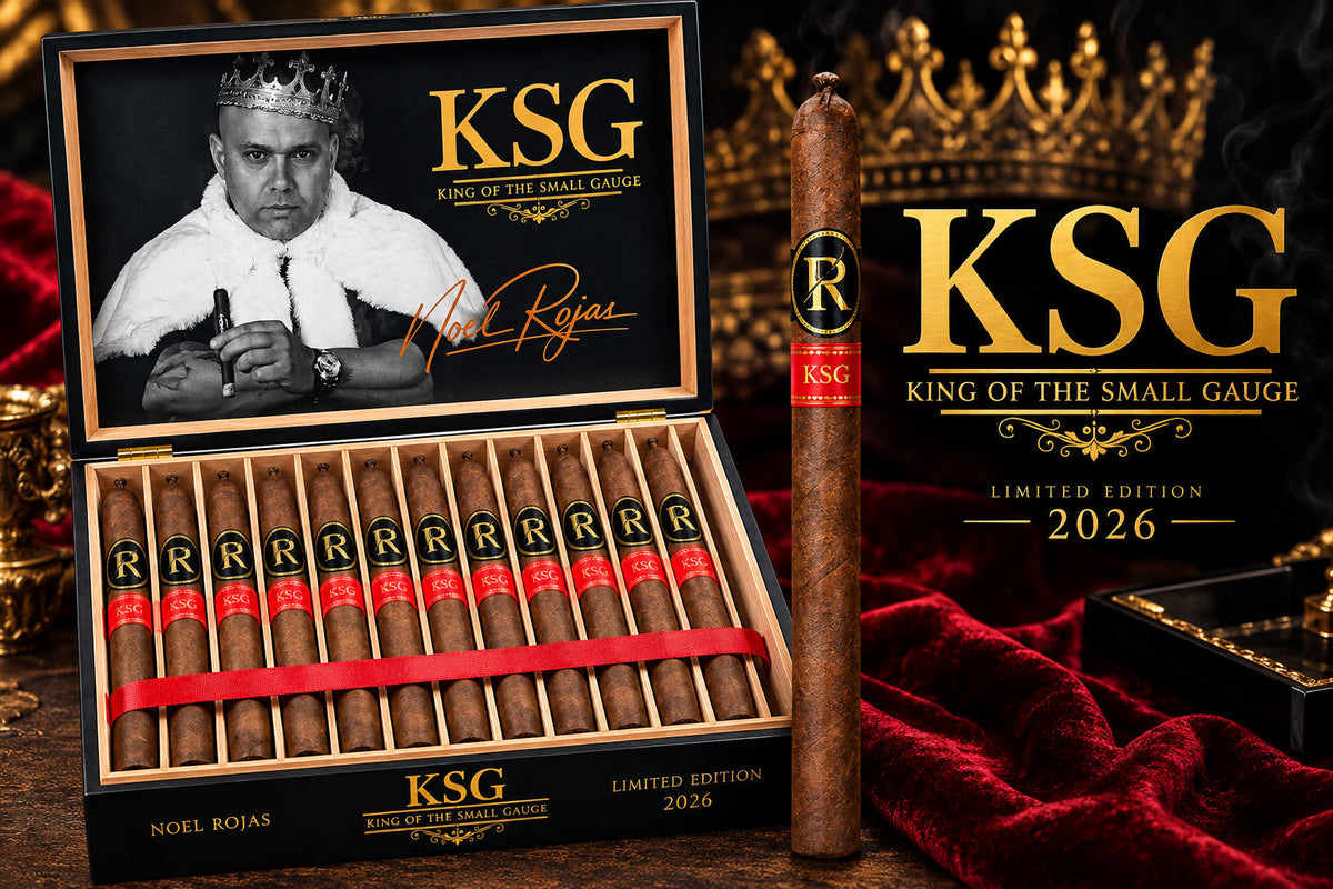 Rojas KSG Limited Edition 2026, a 6 1/2 x 42 Lonsdale with black and gold packaging and red KSG bands