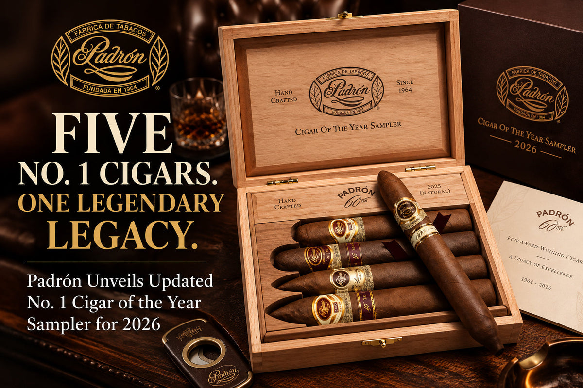 Padron No. 1 Cigar of the Year Sampler for 2026, a five-cigar collection from Padron Cigars