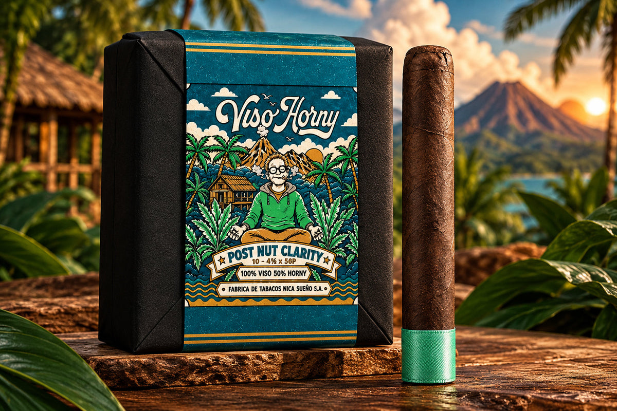 Viso Horny Post Nut Clarity, a new 4 1/2 x 56 boutique cigar arriving in November 2026