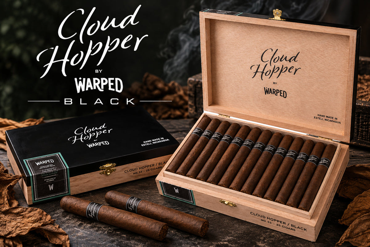 Warped Cloud Hopper Black, a Mexican San Andres Natural wrapped cigar in No. 53 and No. 485 sizes