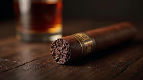 Foundation Wise Man Maduro cigar with a dark, oily Connecticut Broadleaf wrapper
