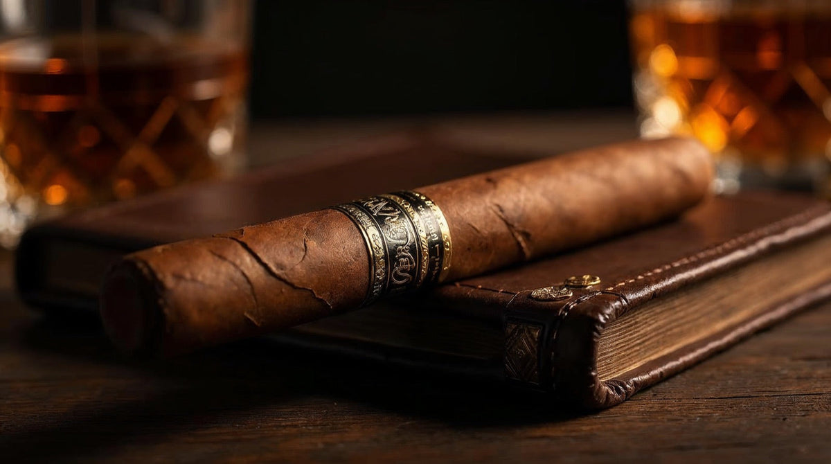 Fuente Opus X Lost City cigar with its Dominican wrapper and Lost City band