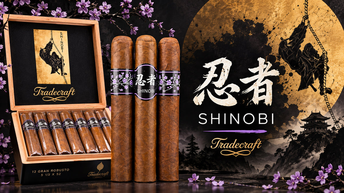 Tradecraft Shinobi Gran Robusto, a 5 1/2 x 52 cigar with Ecuadorian Sumatra wrapper and all-viso filler