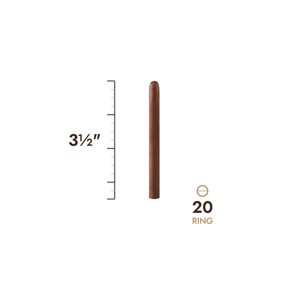 Cigar size: 3½" long, 20 ring gauge, to scale