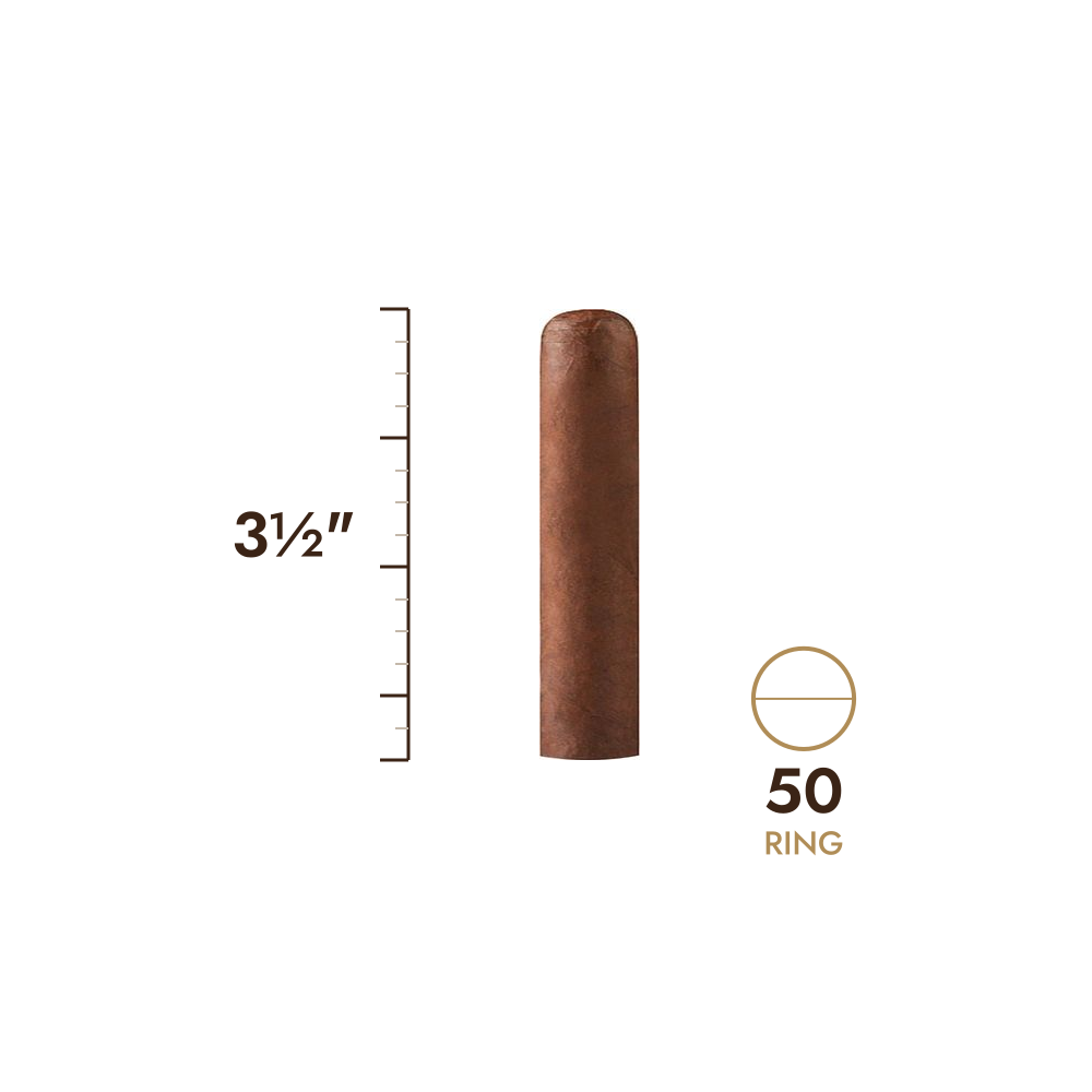 Cigar size: 3½" long, 50 ring gauge, to scale