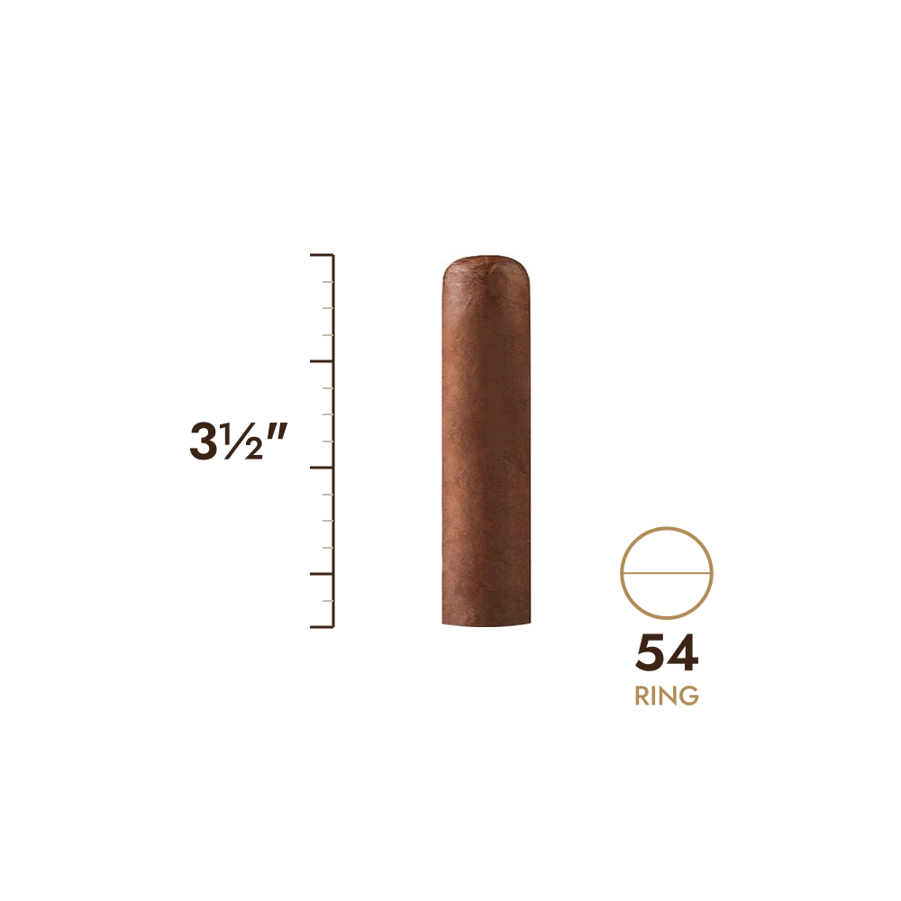 Cigar size: 3½" long, 54 ring gauge, to scale