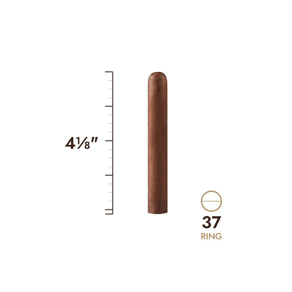 Cigar size: 4⅛" long, 37 ring gauge, to scale