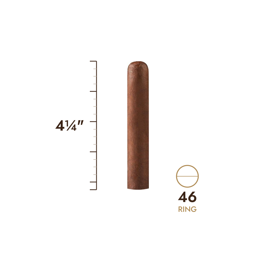 Cigar size: 4¼" long, 46 ring gauge, to scale