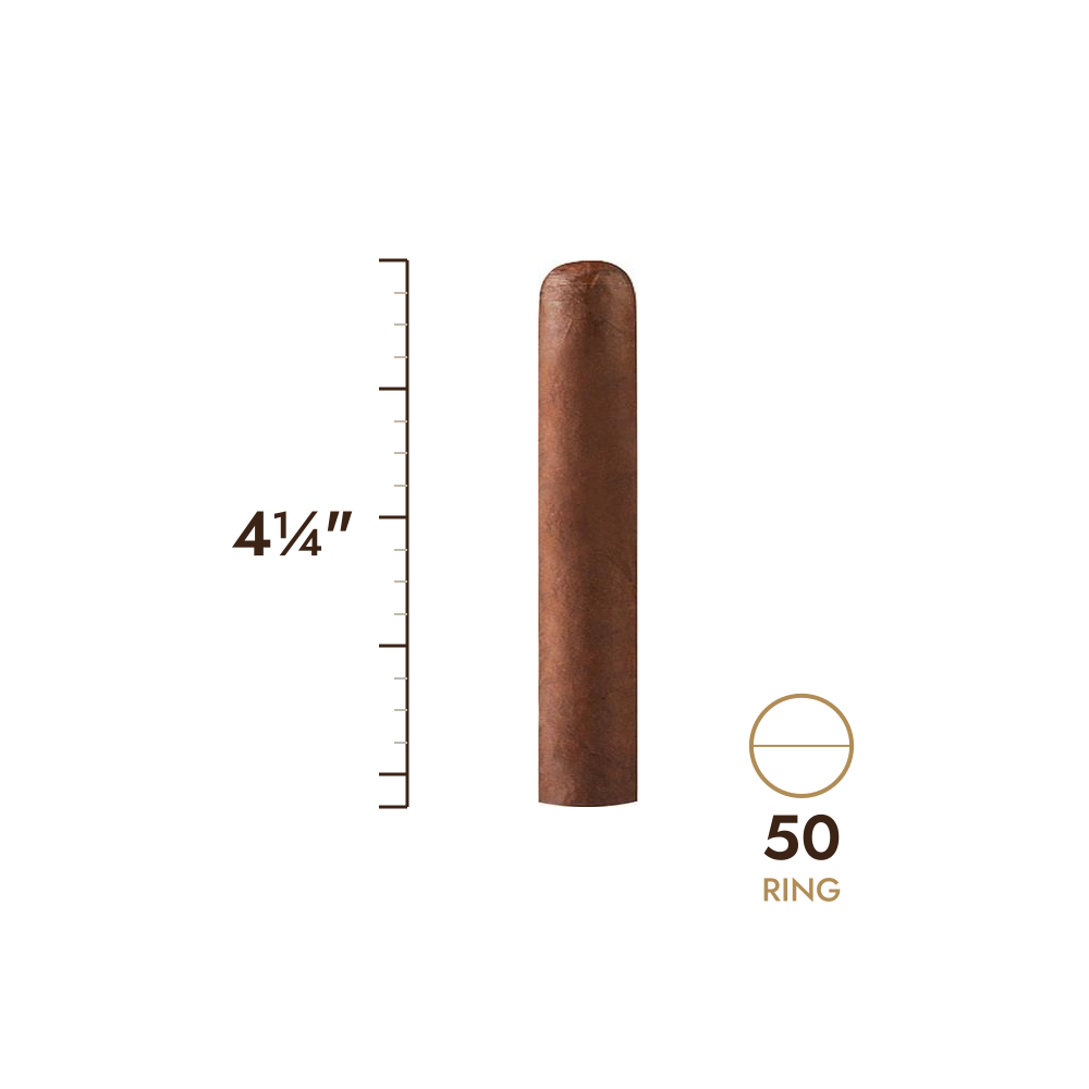 Cigar size: 4¼" long, 50 ring gauge, to scale