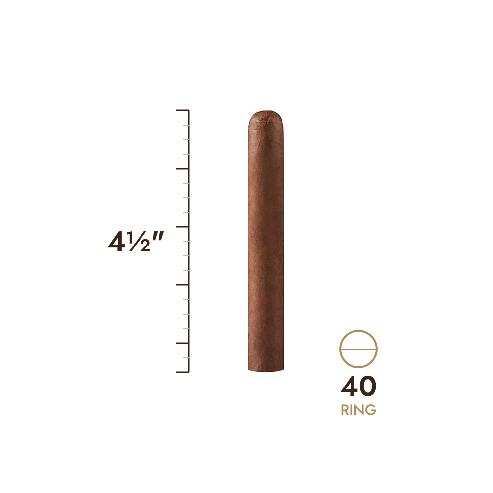 Cigar size: 4½" long, 40 ring gauge, to scale