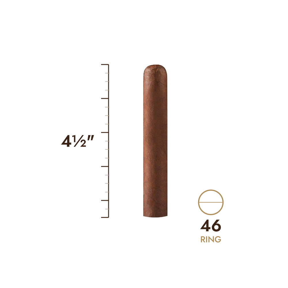 Cigar size: 4½" long, 46 ring gauge, to scale