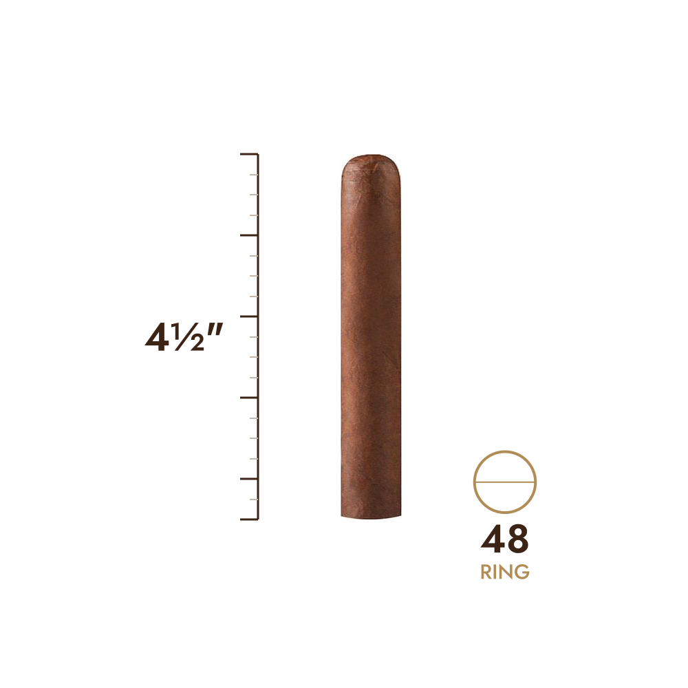 Cigar size: 4½" long, 48 ring gauge, to scale