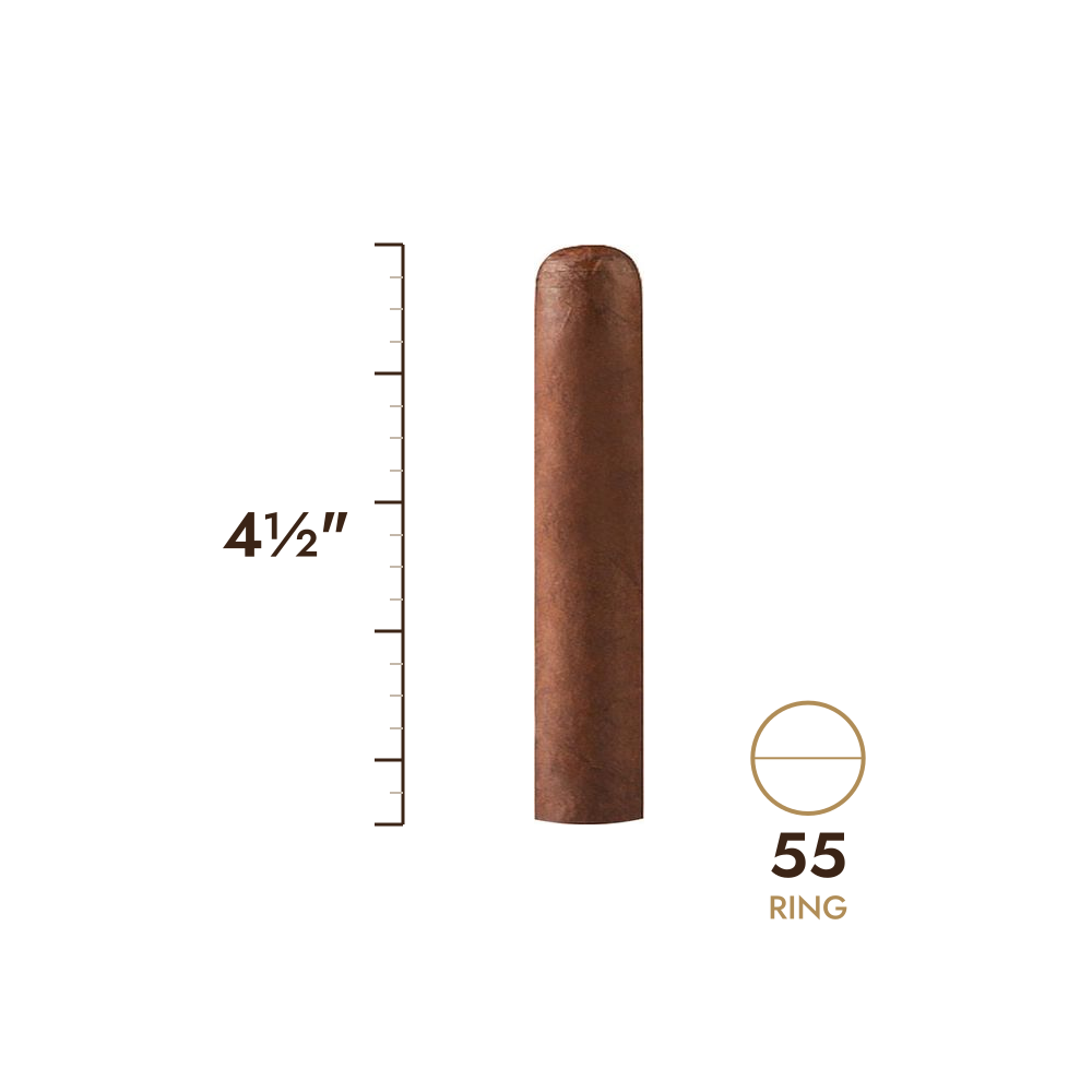 Cigar size: 4½" long, 55 ring gauge, to scale