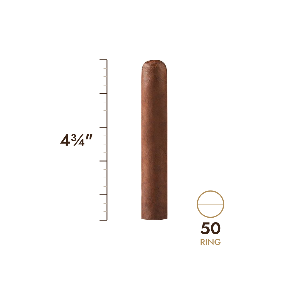 Cigar size: 4¾" long, 50 ring gauge, to scale