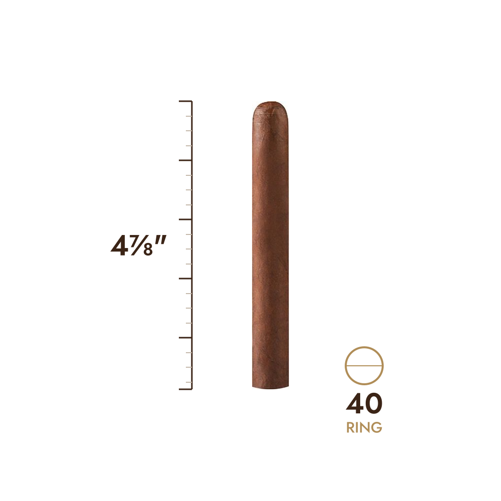 Cigar size: 4⅞" long, 40 ring gauge, to scale