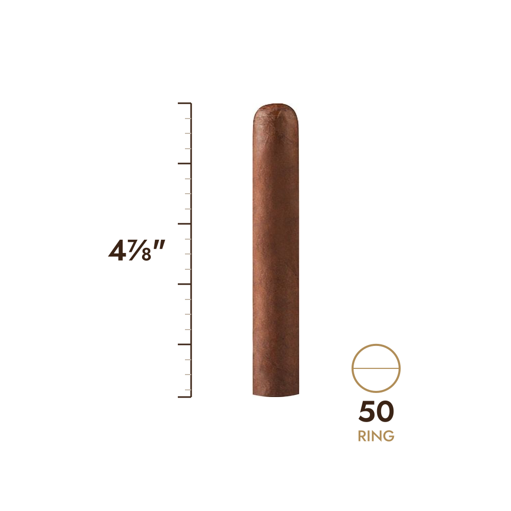Cigar size: 4⅞" long, 50 ring gauge, to scale