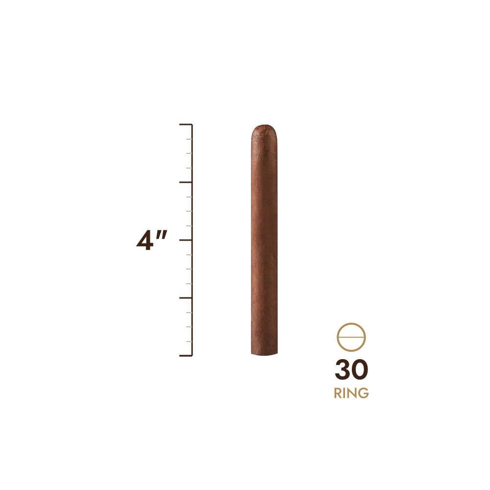 Cigar size: 4" long, 30 ring gauge, to scale