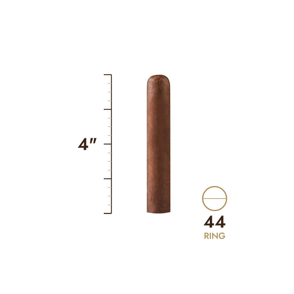 Cigar size: 4" long, 44 ring gauge, to scale