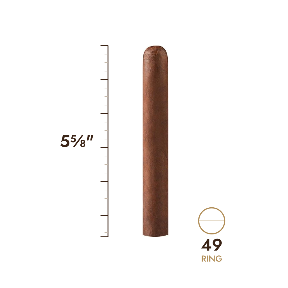 Cigar size: 5⅝" long, 49 ring gauge, to scale
