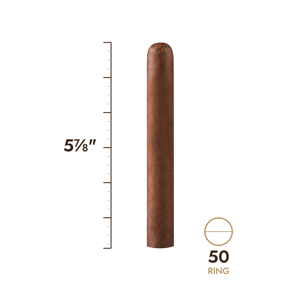Cigar size: 5⅞" long, 50 ring gauge, to scale