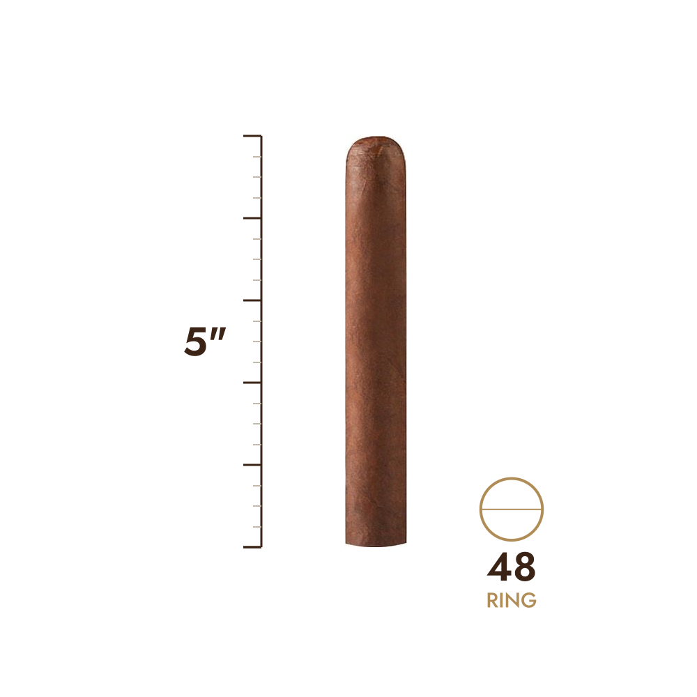 Cigar size: 5" long, 48 ring gauge, to scale