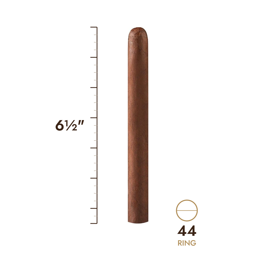 Cigar size: 6½" long, 44 ring gauge, to scale