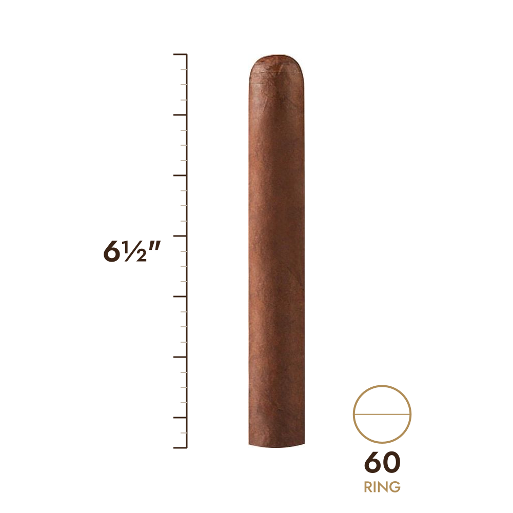 Cigar size: 6½" long, 60 ring gauge, to scale