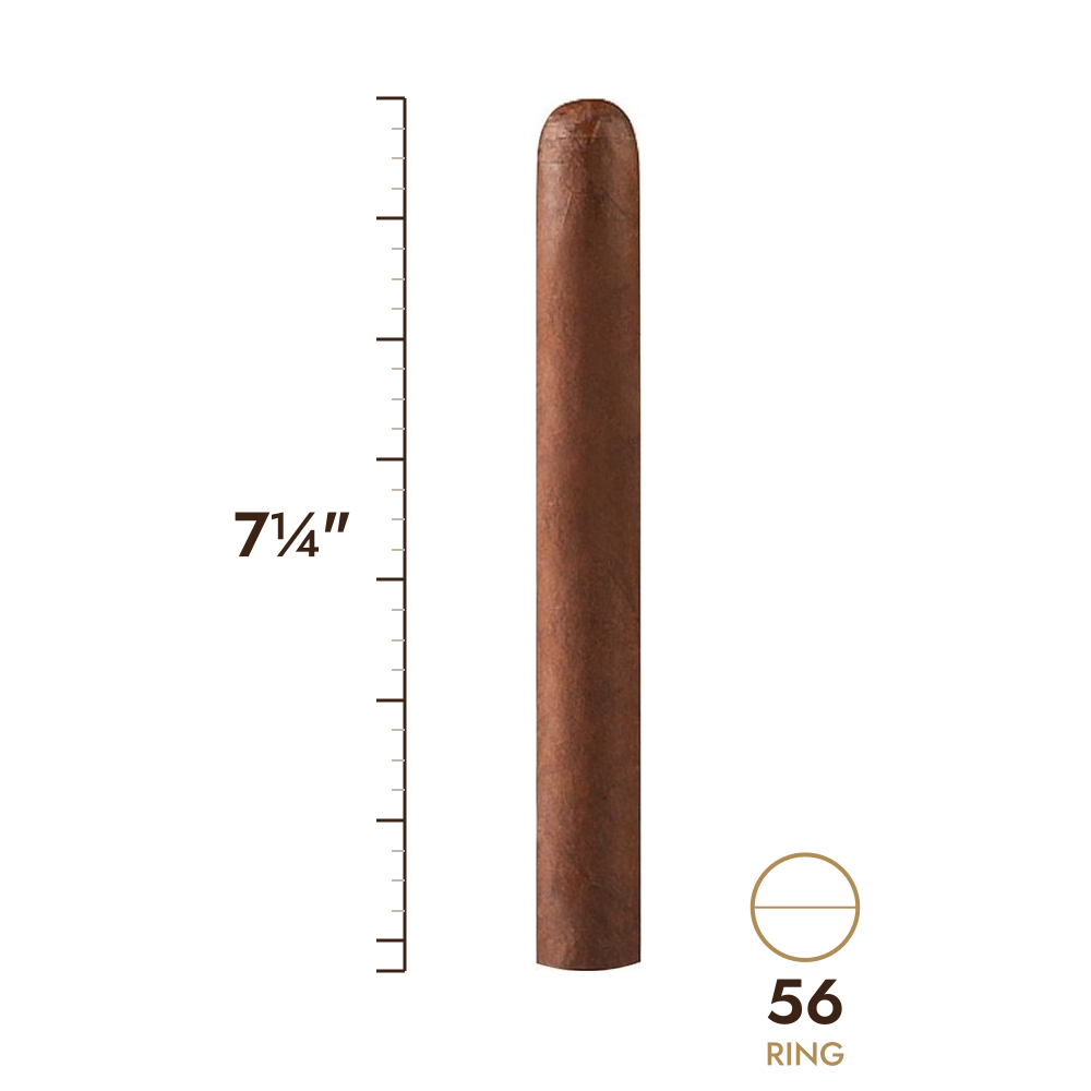 Cigar size: 7¼" long, 56 ring gauge, to scale